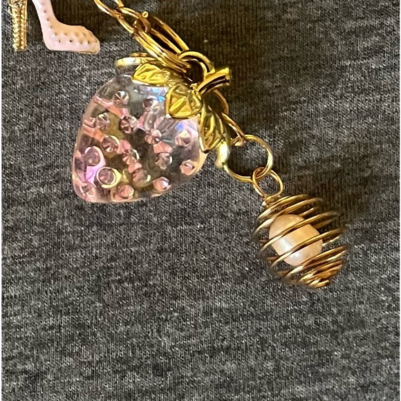 Crystal Quartz, Obsidian & Freshwater Pearls Bag Charm Keychain - Picture 6 of 11